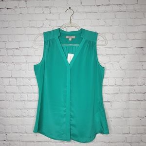 Banana Republic Blouse Women's Small Green Sleeveless Silk Sheer Sz S NWT